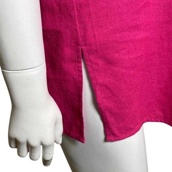 Napa Valley Tunic Shirt Womens Size M Linen Blend Short Sleeve Button Up Pink - Picture 4 of 7